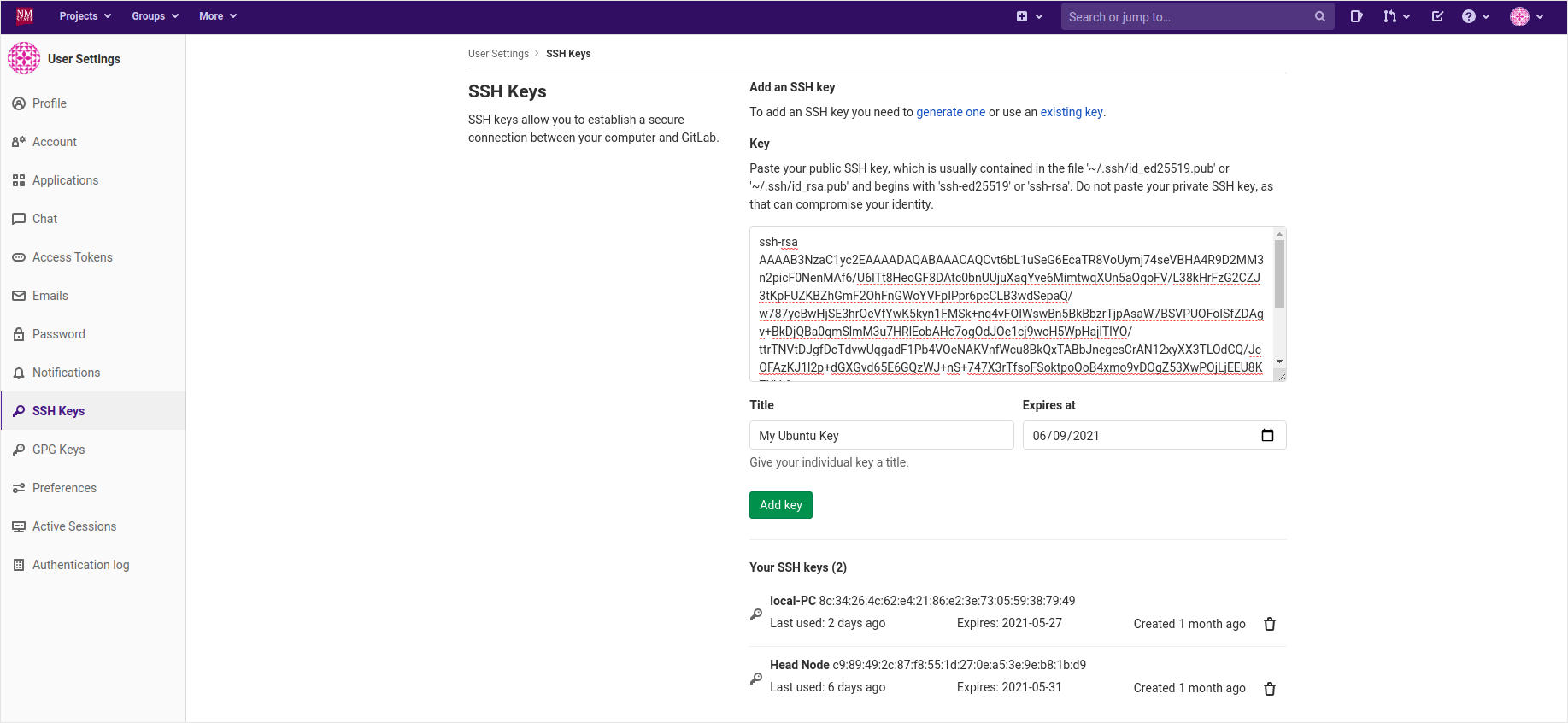 SSH keys